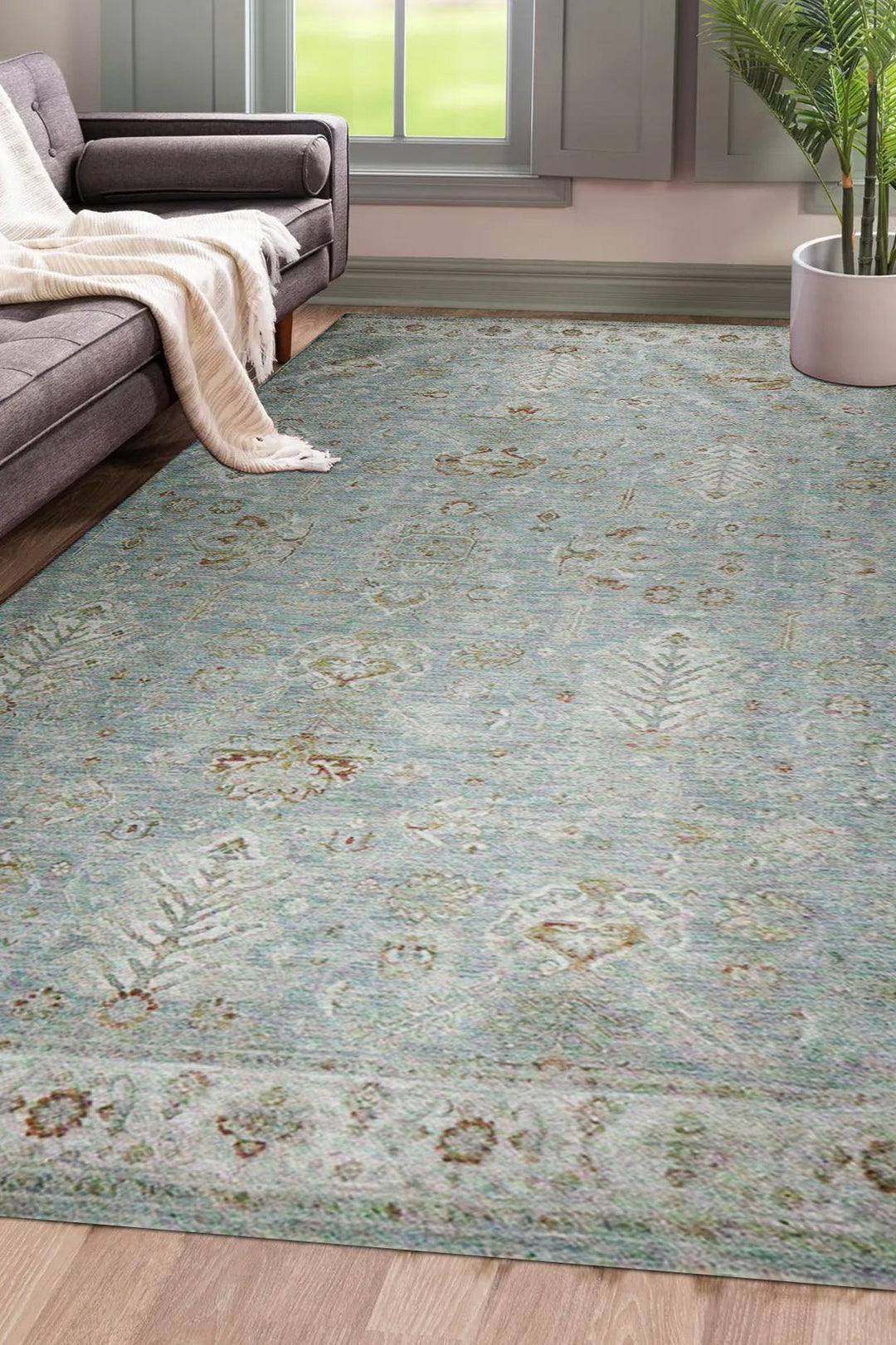 Turkish Modern Festival-1 Rug - Gray - 6.8 x 14. FT - Sleek and Minimalist for Chic Interiors - V Surfaces