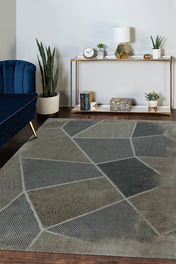 Turkish Modern Festival 1 Rug - Gray and Brown - 5.2 x 7.5 FT - Superior Comfort, Modern Style Accent Rugs - V Surfaces