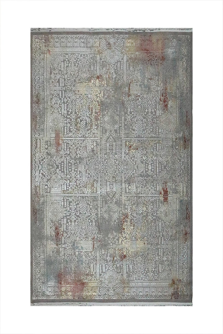 Turkish Modern Festival 1 Rug - Gray and Cream - 5.2 x 7.5 FT - Superior Comfort, Modern Style Accent Rugs - V Surfaces