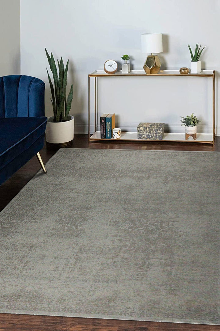 Turkish Modern Festival 1 Rug - Gray & Cream - 7.7 x 10 FT - Sleek And Minimalist For Chic Interiors - V Surfaces