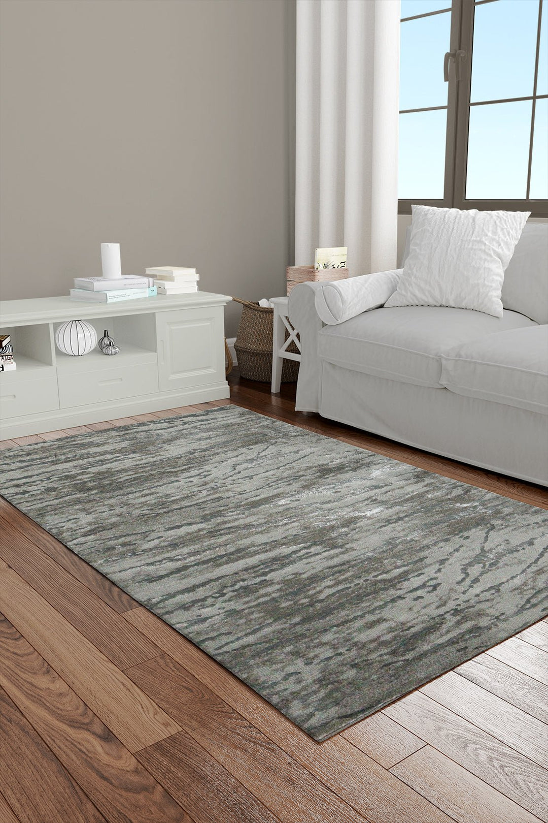 Turkish Modern Festival-2 Rug - Gray - 3.2 x 6.5 FT - Sleek and Minimalist for Chic Interiors - V Surfaces