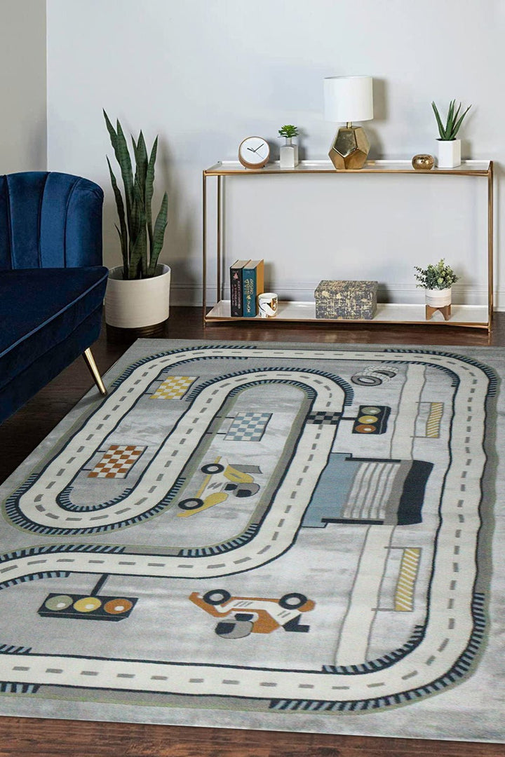 Turkish Modern Festival 3 Rug - Whte & Gray - 6.5 x 9.8 FT - Sleek And Minimalist For Chic Interiors - V Surfaces