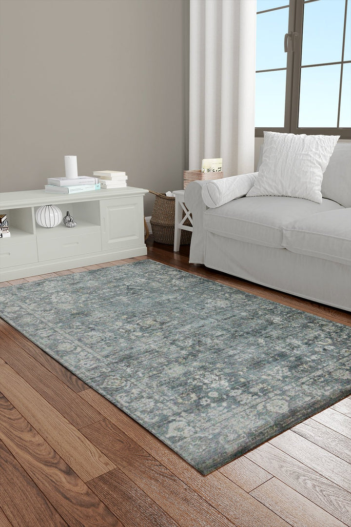 Turkish Modern Festival Plus Rug - Blue- 3.9 x 5.9 FT - Sleek And Minimalist For Chic Interiors - V Surfaces