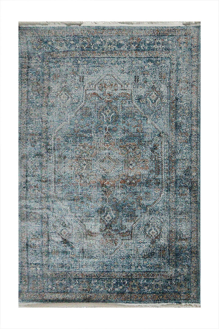 Turkish Modern Festival Plus Rug - Blue - 3.9 x 5.9 FT - Sleek And Minimalist For Chic Interiors - V Surfaces