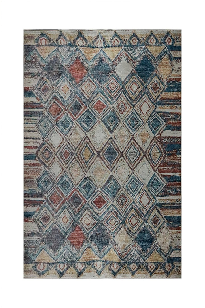 Turkish Modern Festival Plus Rug - Brown and Blue - 5.2 x 7.5 FT - Superior Comfort, Modern Style Accent Rugs - V Surfaces
