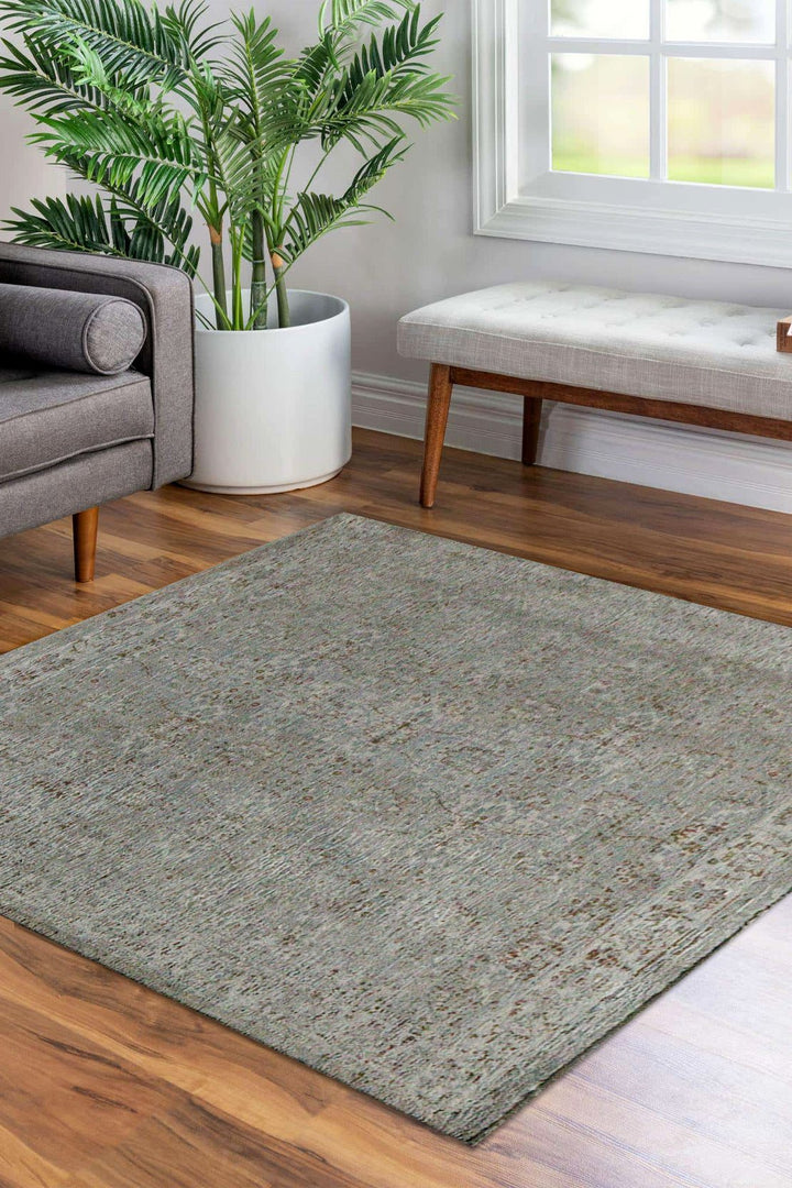 Turkish Modern Festival Viscos Rug - 6.5 x 6.5 FT - Beige - Sleek and Minimalist for Chic Interiors - V Surfaces