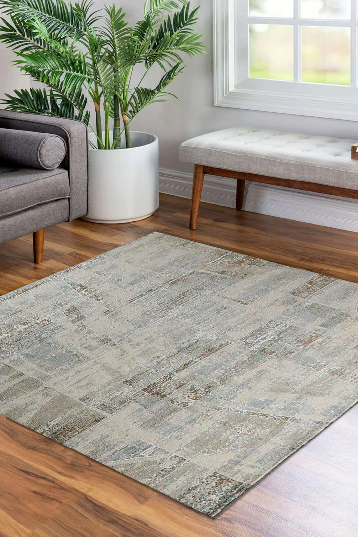 Turkish Modern Festival Viscos Rug - 6.5 x 6.5 FT - Beige - Sleek and Minimalist for Chic Interiors - V Surfaces