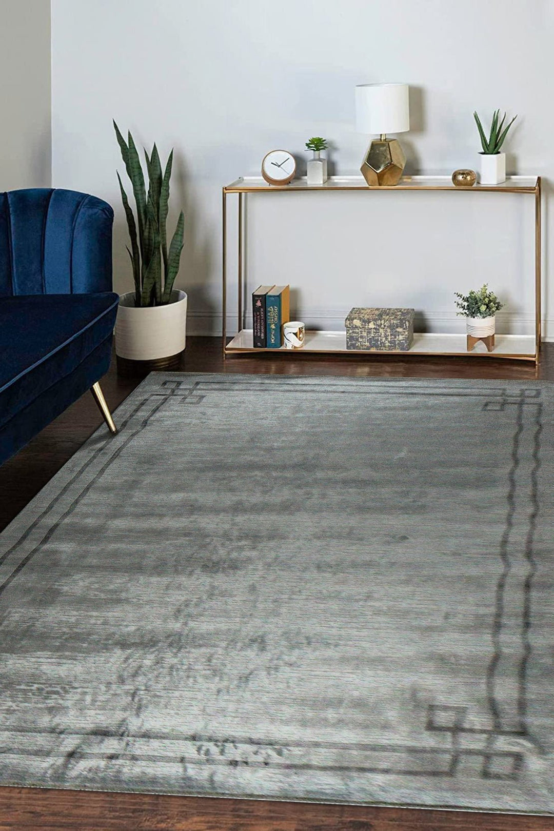Turkish Modern Festival Viscos Rug - 7.7 x 10.1 FT - Gray - Sleek and Minimalist for Chic Interiors - V Surfaces