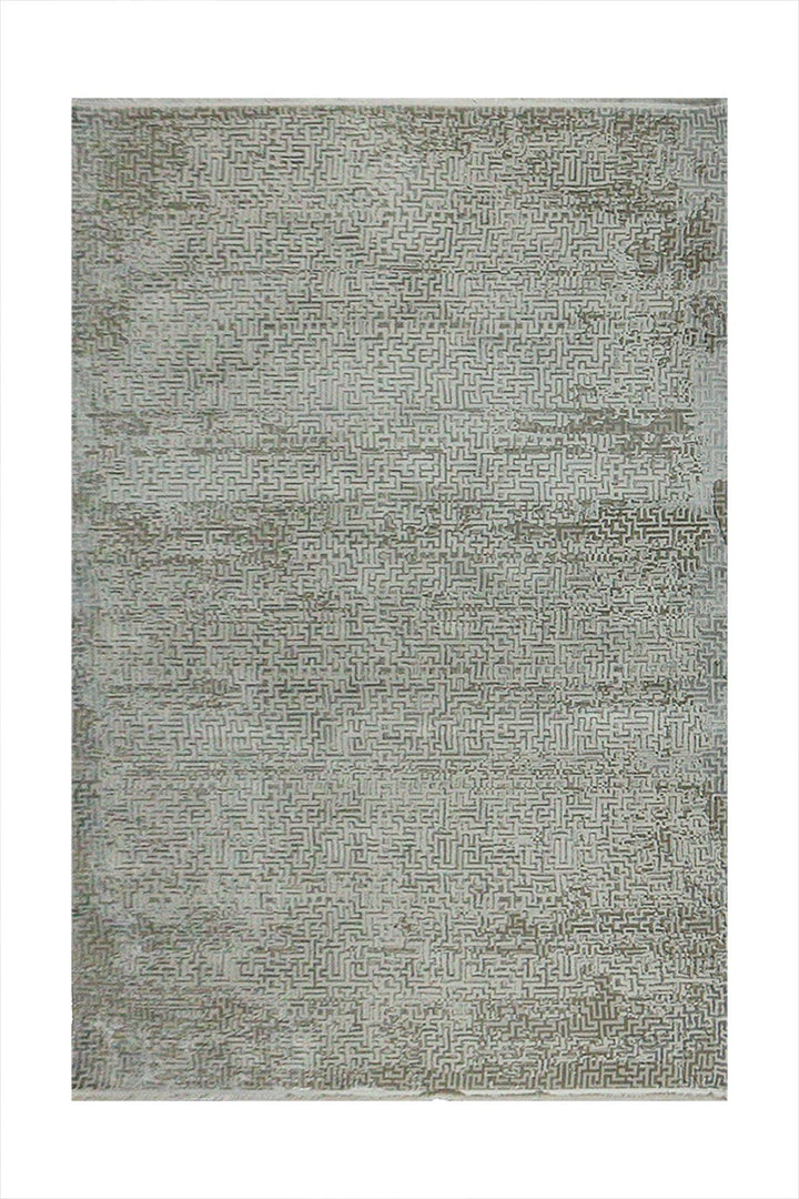 Turkish Modern Festival Viscos Rug - Cream & White - 5.2 x 7.5 FT - Sleek And Minimalist For Chic Interiors - V Surfaces