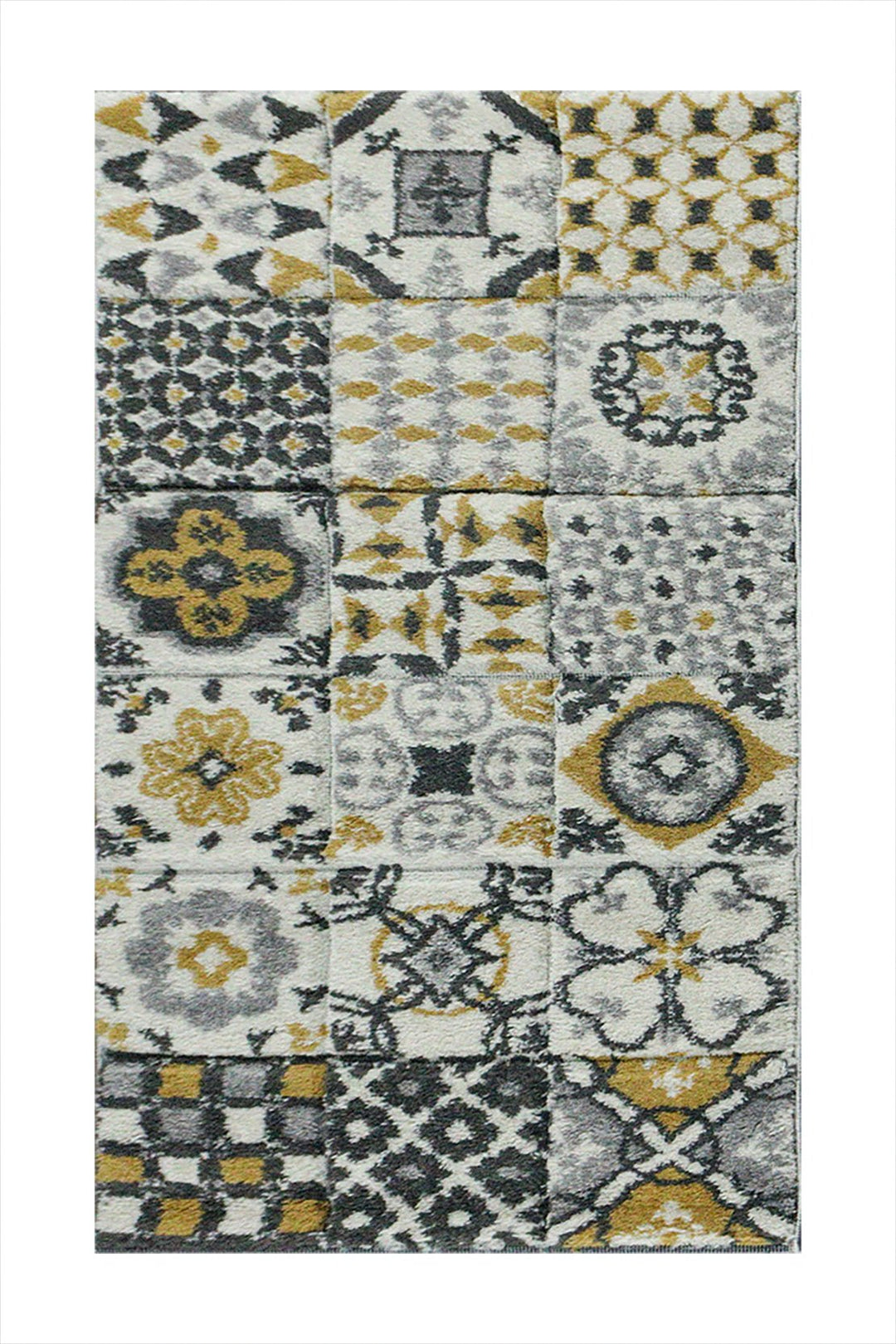 Turkish Modern Festival WD Rug - 1.9 x 3.6 FT - Cream and Yellow - Sleek and Minimalist for Chic Interiors - V Surfaces