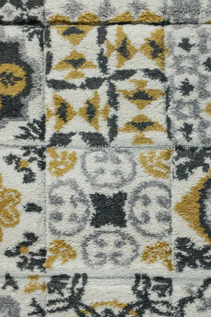 Turkish Modern Festival WD Rug - 1.9 x 3.6 FT - Cream and Yellow - Sleek and Minimalist for Chic Interiors - V Surfaces