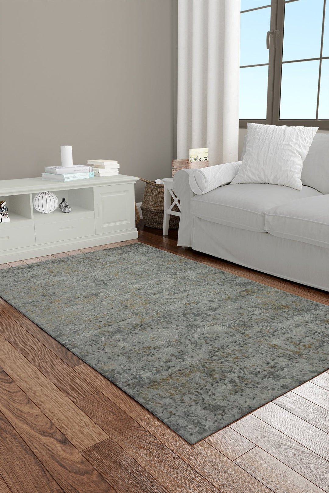 Turkish Modern Festival WD Rug - 2.6 x 3.8 FT - Yellow and Gray - Sleek and Minimalist for Chic Interiors - V Surfaces