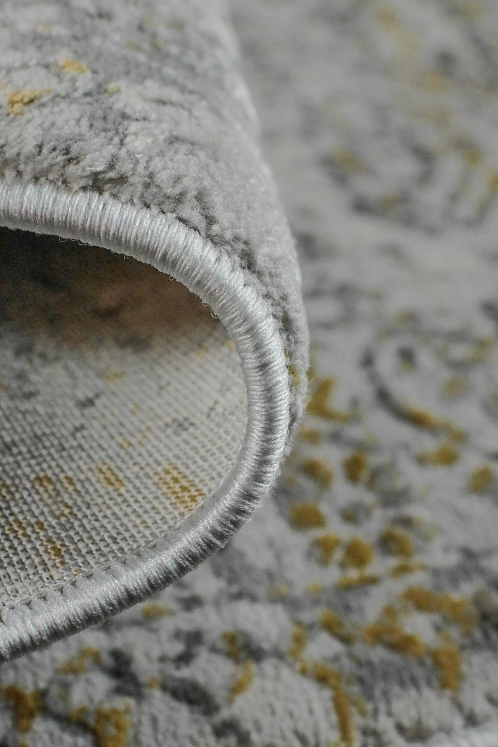 Turkish Modern Festival WD Rug - 2.6 x 3.8 FT - Yellow and Gray - Sleek and Minimalist for Chic Interiors - V Surfaces