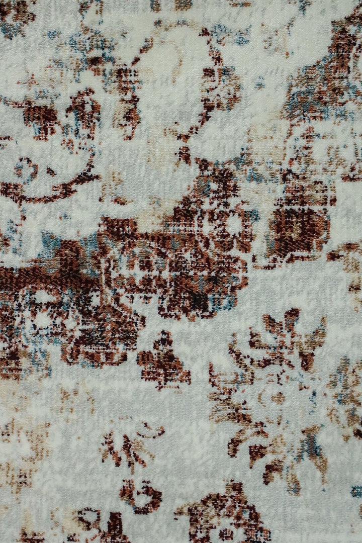 Turkish Modern Festival WD Rug - 4.8 x 7.5 FT - Cream and Maroon - Sleek and Minimalist for Chic Interiors - V Surfaces