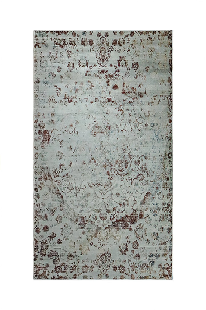 Turkish Modern Festival WD Rug - 4.8 x 7.5 FT - Cream and Maroon - Sleek and Minimalist for Chic Interiors - V Surfaces