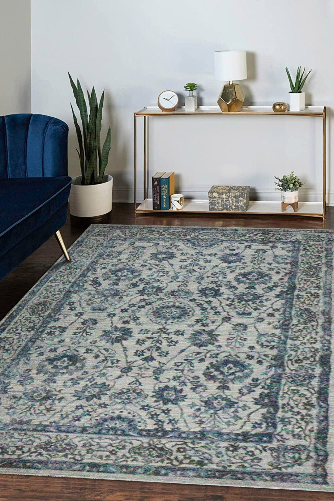 Turkish Modern Festival WD Rug - 5.2 x 10.11 FT - Gray and Blue - Superior Comfort, Modern Style Accent Rugs - V Surfaces