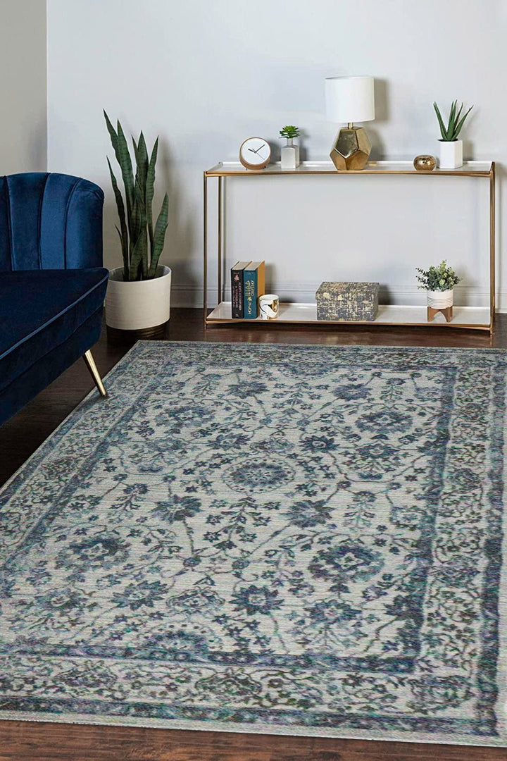 Turkish Modern Festival WD Rug - 5.2 x 10.11 FT - Gray and Blue - Superior Comfort, Modern Style Accent Rugs - V Surfaces