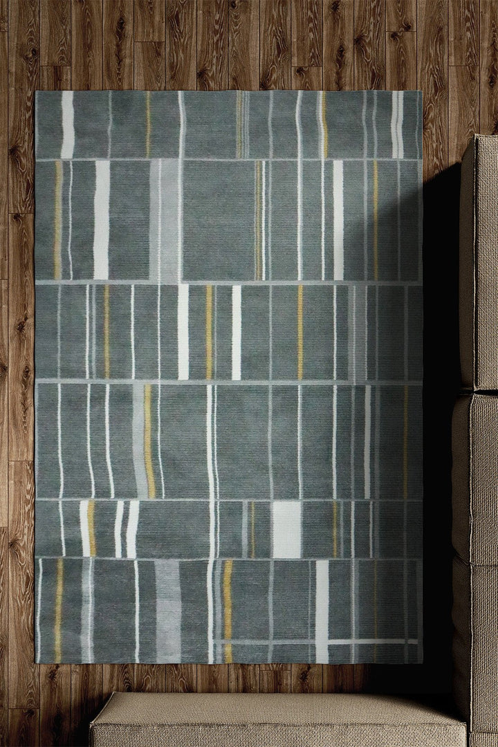 Turkish Modern Festival WD Rug - 5.2 x 7.5 FT - White and Gray - Sleek and Minimalist for Chic Interiors - V Surfaces