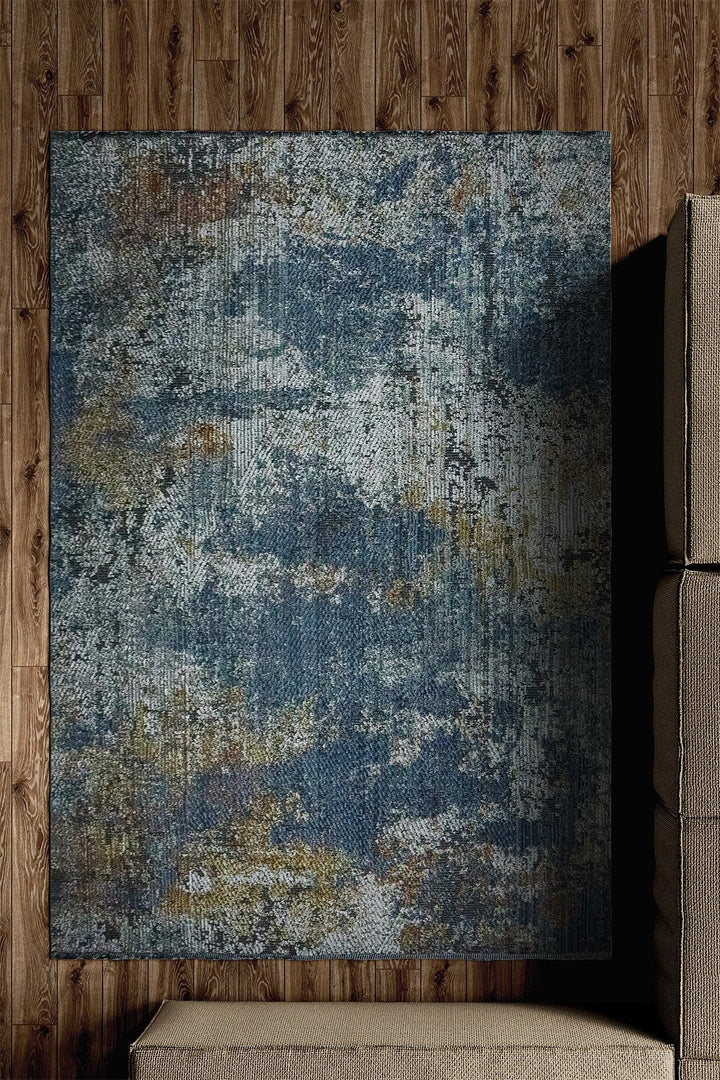Turkish Modern Festival WD Rug - 5.3 x 7.2 FT - Gray and Blue - Sleek and Minimalist for Chic Interiors - V Surfaces