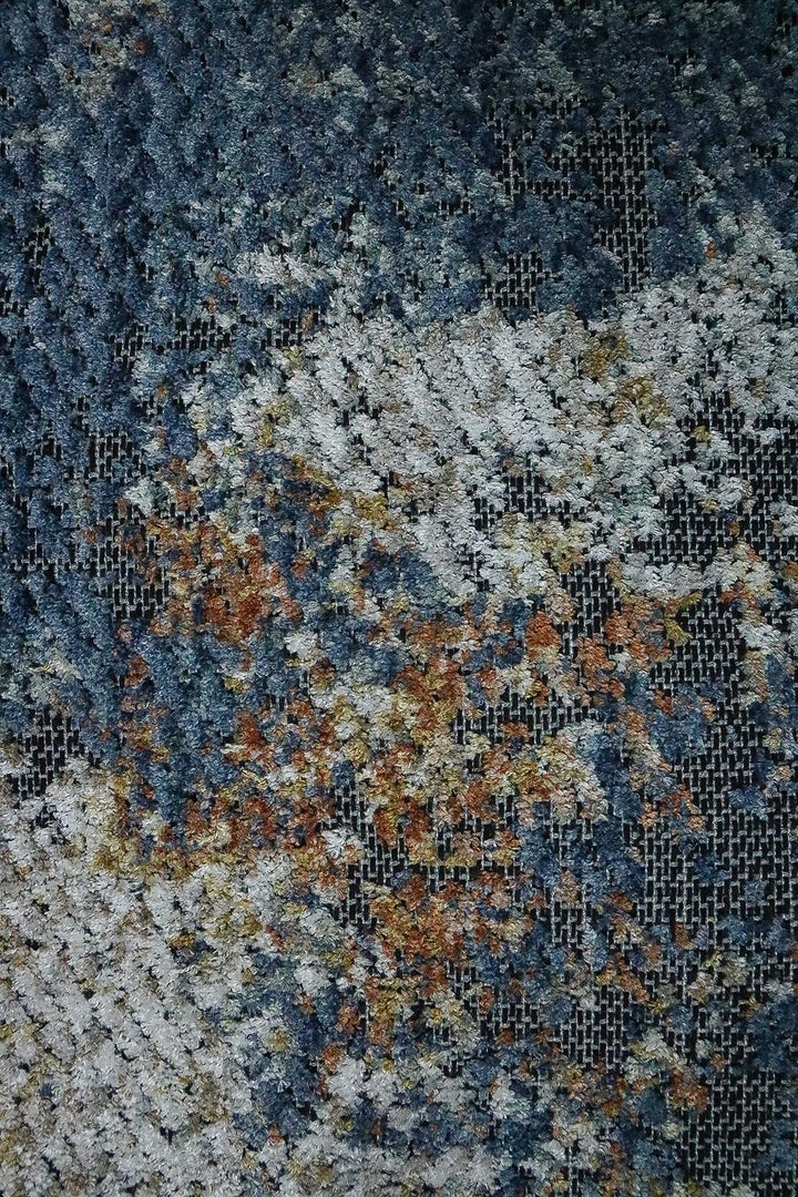 Turkish Modern Festival WD Rug - 5.3 x 7.2 FT - Gray and Blue - Sleek and Minimalist for Chic Interiors - V Surfaces