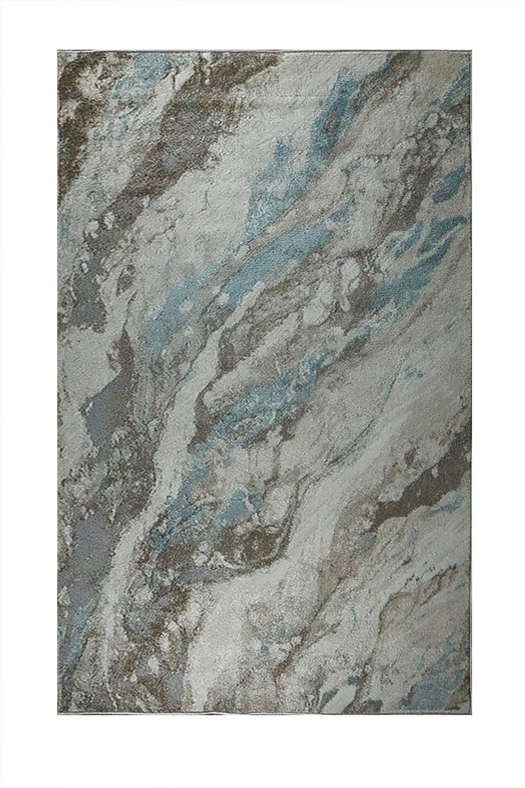 Turkish Modern Festival WD Rug - 5.3 x 7.5 FT - Brown and Blue - Sleek and Minimalist for Chic Interiors - V Surfaces