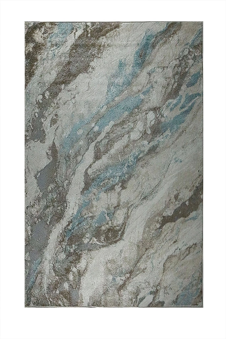 Turkish Modern Festival WD Rug - 5.3 x 7.5 FT - Brown and Blue - Sleek and Minimalist for Chic Interiors - V Surfaces