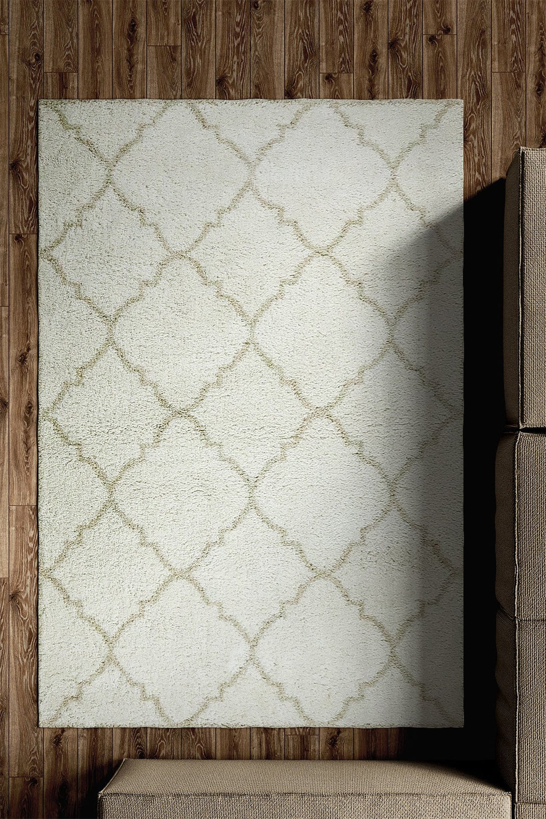 Turkish Modern Festival WD Rug - 5.3 x 7.5 FT - Cream and Brown - Sleek and Minimalist for Chic Interiors - V Surfaces