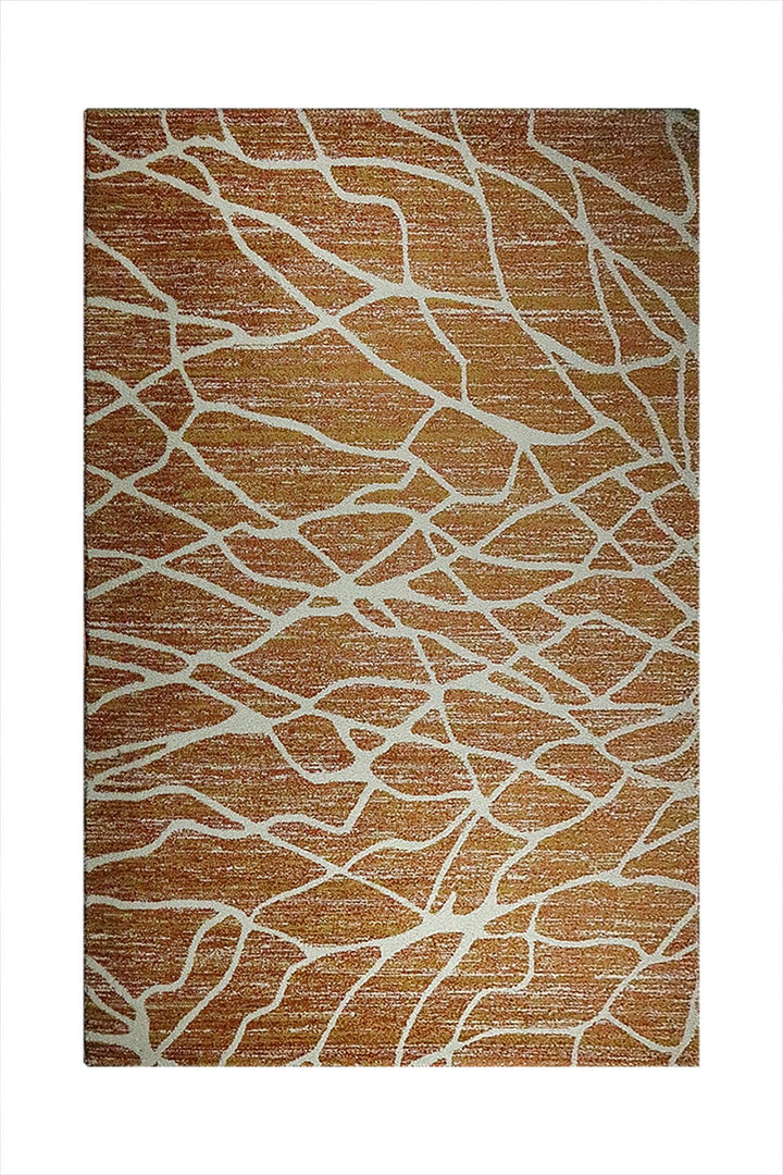 Turkish Modern Festival WD Rug - 5.3 x 7.5 FT - Cream and Salmon - Sleek and Minimalist for Chic Interiors - V Surfaces