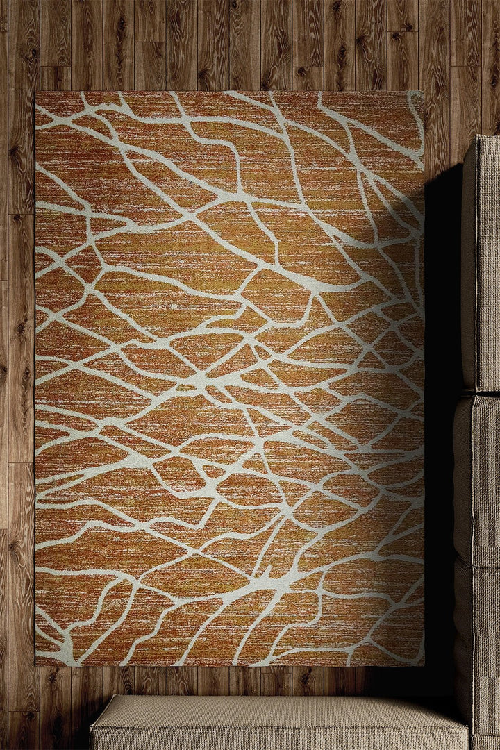 Turkish Modern Festival WD Rug - 5.3 x 7.5 FT - Cream and Salmon - Sleek and Minimalist for Chic Interiors - V Surfaces