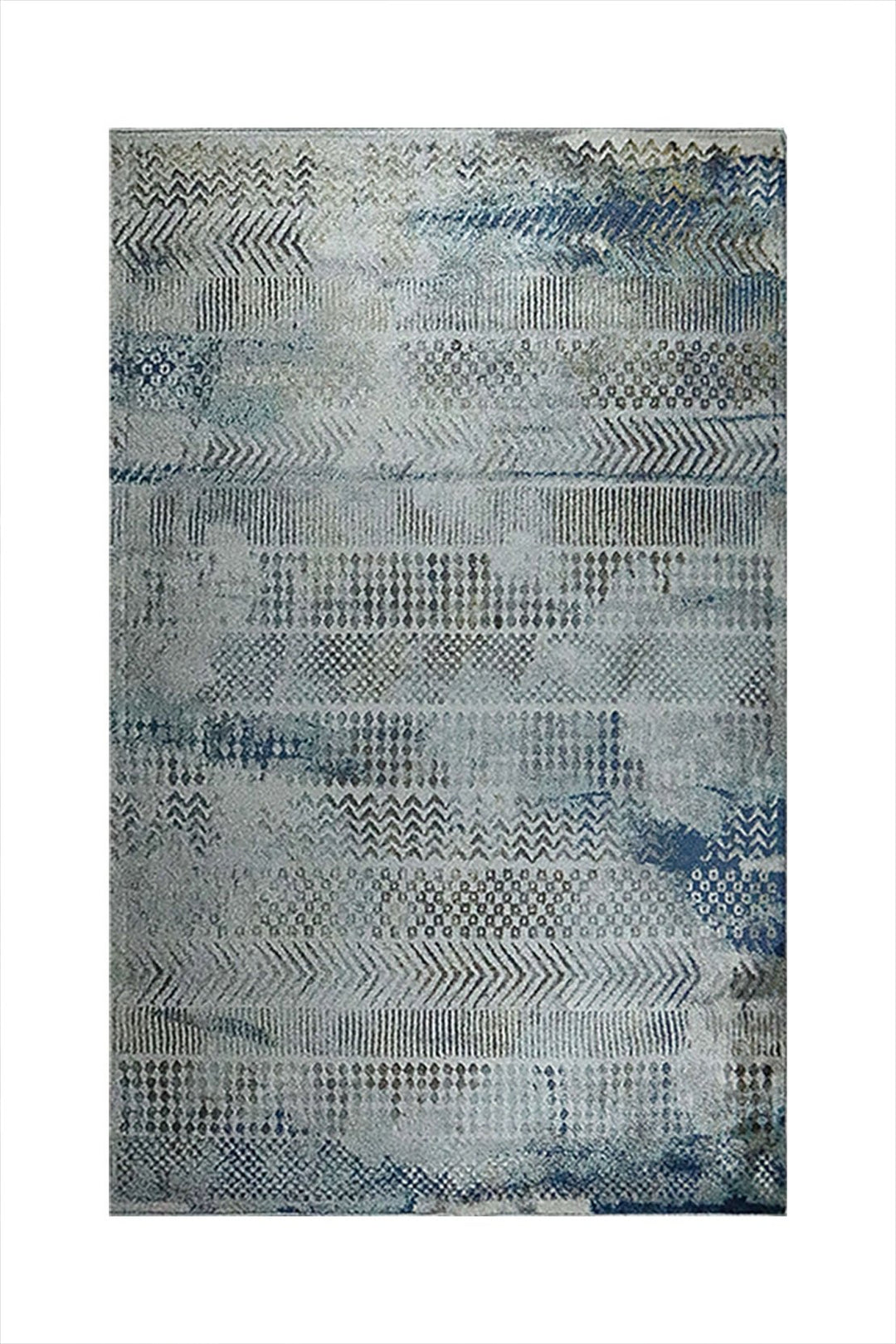 Turkish Modern Festival WD Rug - 5.3 x 7.5 FT - Gray and Blue - Sleek and Minimalist for Chic Interiors - V Surfaces