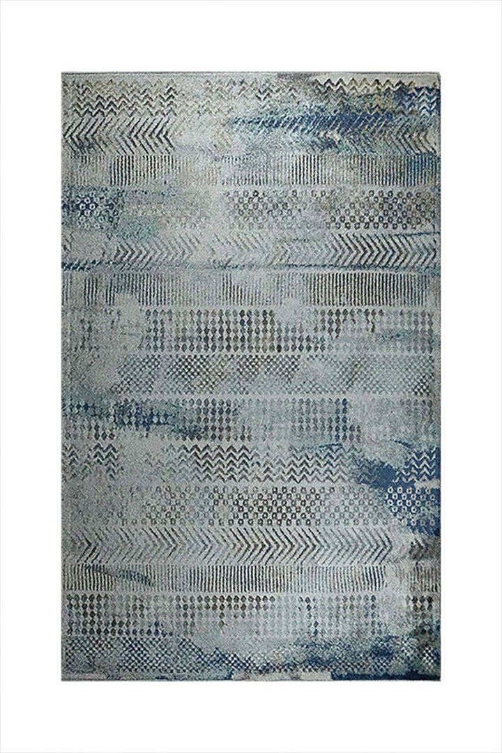 Turkish Modern Festival WD Rug - 5.3 x 7.5 FT - Gray and Blue - Sleek and Minimalist for Chic Interiors - V Surfaces