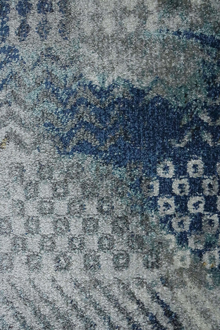 Turkish Modern Festival WD Rug - 5.3 x 7.5 FT - Gray and Blue - Sleek and Minimalist for Chic Interiors - V Surfaces