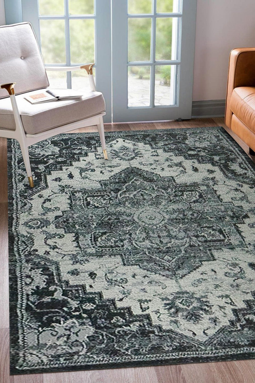 Turkish Modern Festival WD Rug - 5.3 x 7.5 FT - Gray and Cream - Sleek and Minimalist for Chic Interiors - V Surfaces