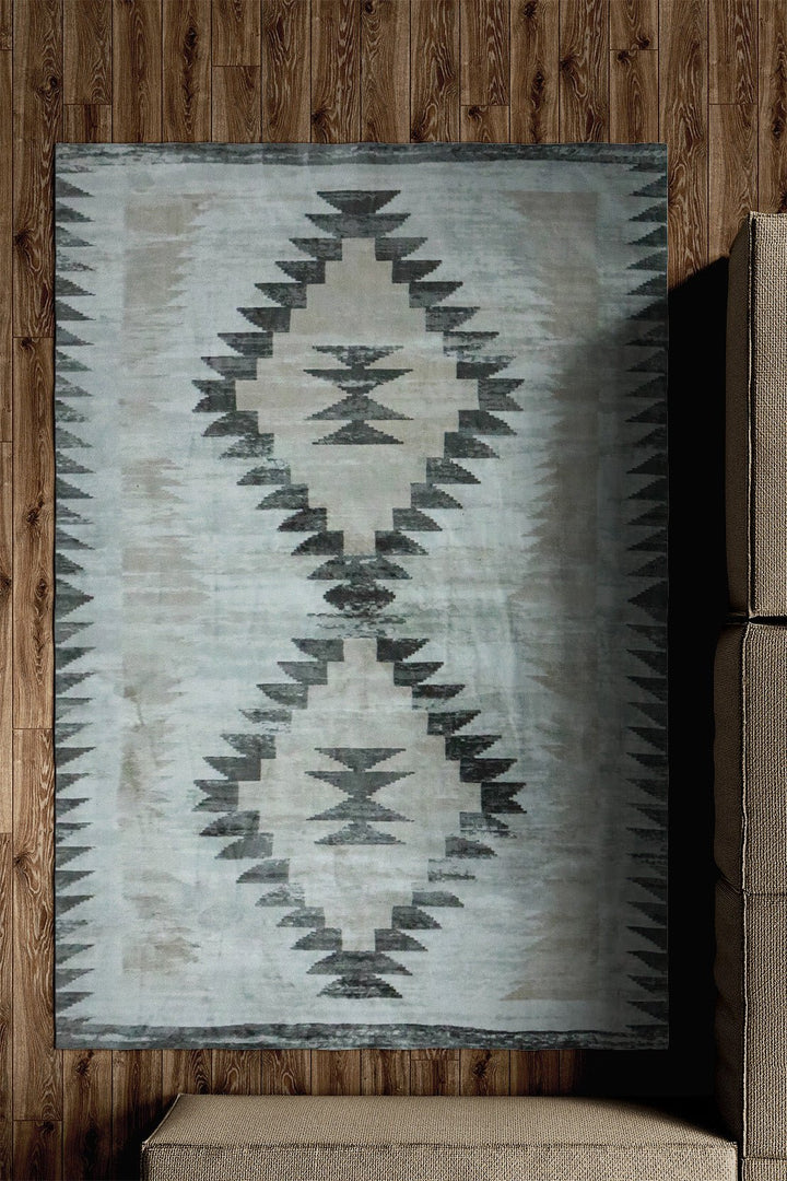 Turkish Modern Festival WD Rug - 6.0 x 9.5 FT - Cream and Gray - Sleek and Minimalist for Chic Interiors - V Surfaces