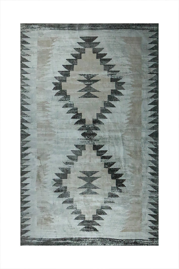 Turkish Modern Festival WD Rug - 6.0 x 9.5 FT - Cream and Gray - Sleek and Minimalist for Chic Interiors - V Surfaces