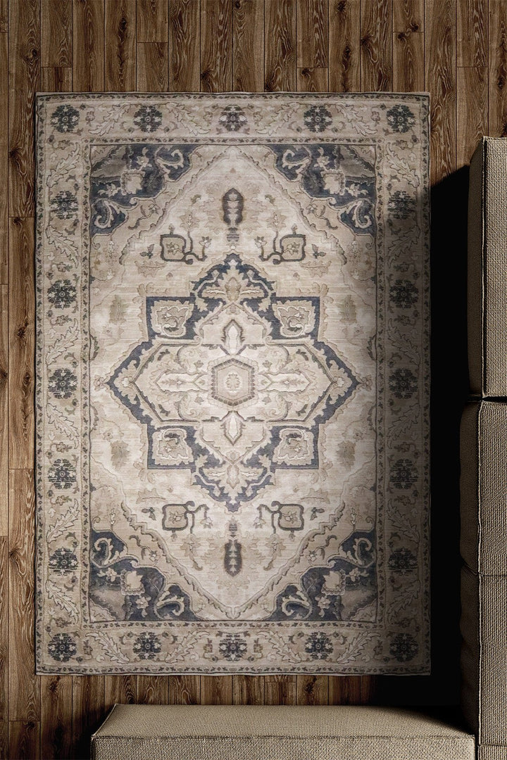 Turkish Modern Festival WD Rug - 7.8 x 9.8 FT - Blue and Gray - Sleek and Minimalist for Chic Interiors - V Surfaces