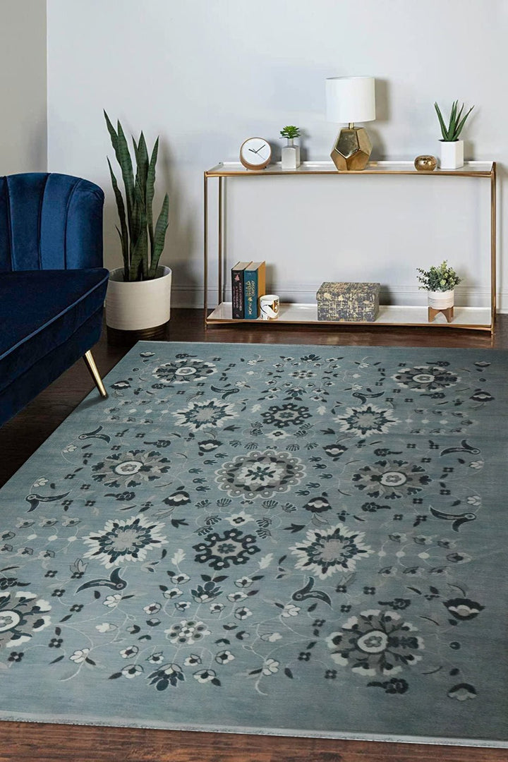Turkish Modern Festival WD Rug - 7.8 x 9.8 FT - Blue - Sleek and Minimalist for Chic Interiors - V Surfaces