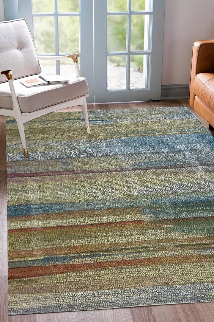 Turkish Modern Festival WD Rug - 7.8 x 9.8 FT - Cream and Blue - Sleek and Minimalist for Chic Interiors - V Surfaces