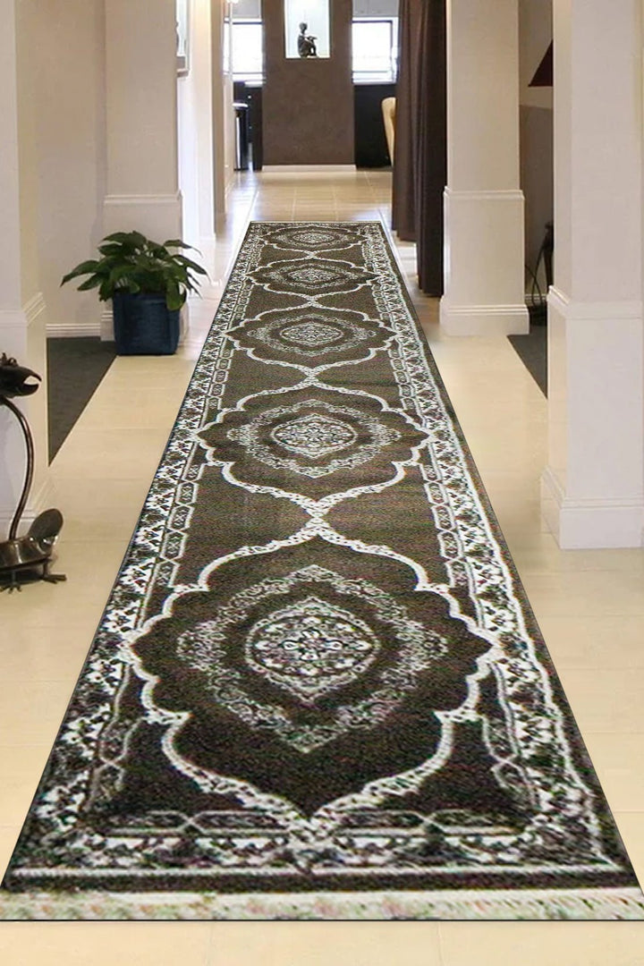 Turkish Modern Festival Wd Rug - Brown and Cream - 2.9 x 19. FT - Sleek and Minimalist for Chic Interiors - V Surfaces