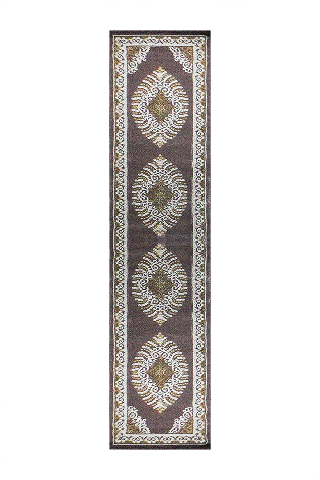 Turkish Modern Festival Wd Rug - Brown and Cream - 3.2 x 13.2 FT - Sleek and Minimalist for Chic Interiors - V Surfaces