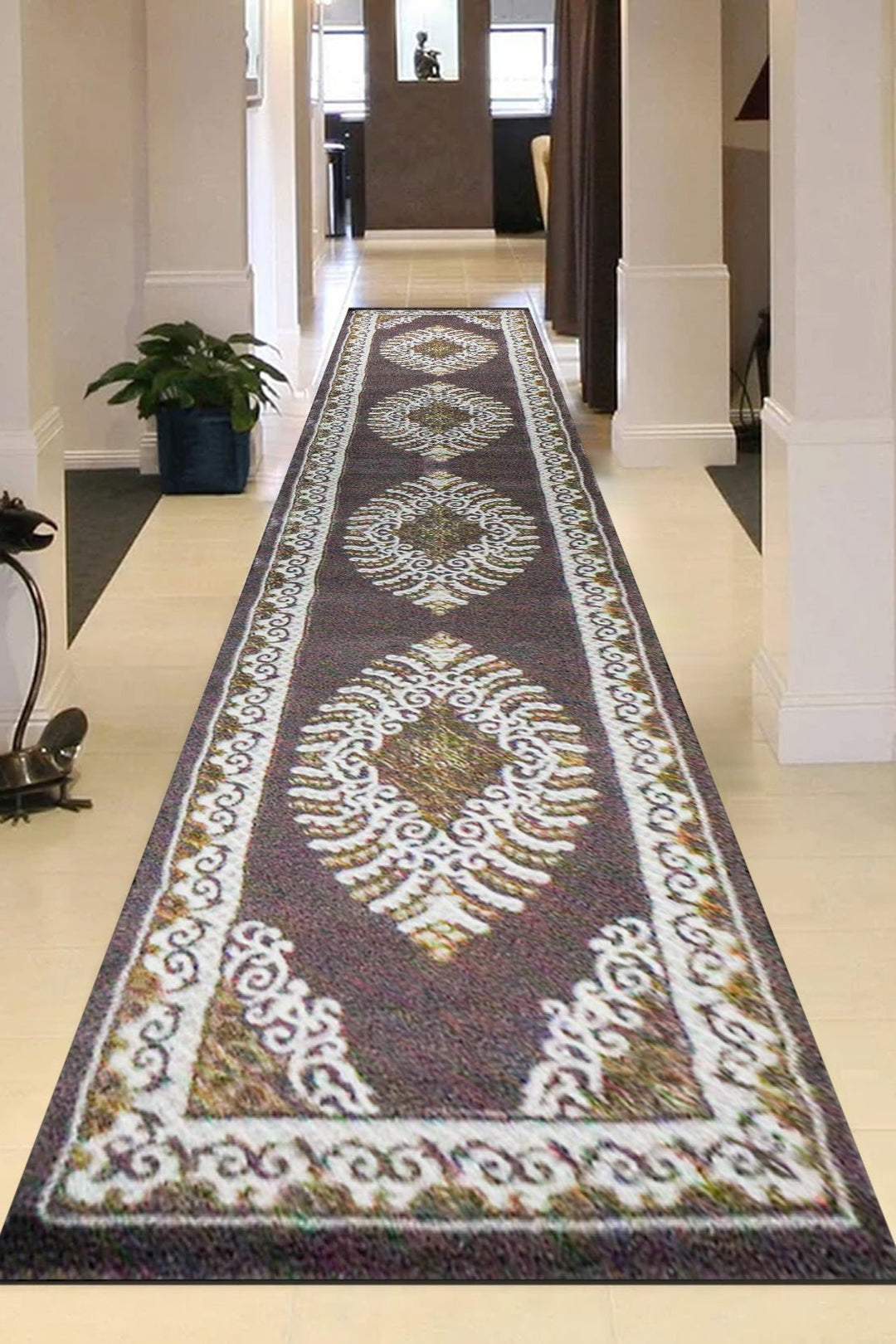 Turkish Modern Festival Wd Rug - Brown and Cream - 3.2 x 13.2 FT - Sleek and Minimalist for Chic Interiors - V Surfaces