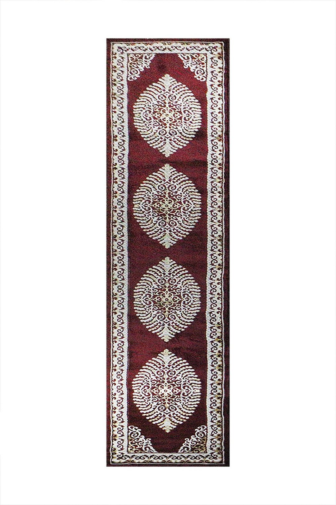 Turkish Modern Festival Wd Rug - Red and Cream - 3.2 x 16. FT - Sleek and Minimalist for Chic Interiors - V Surfaces