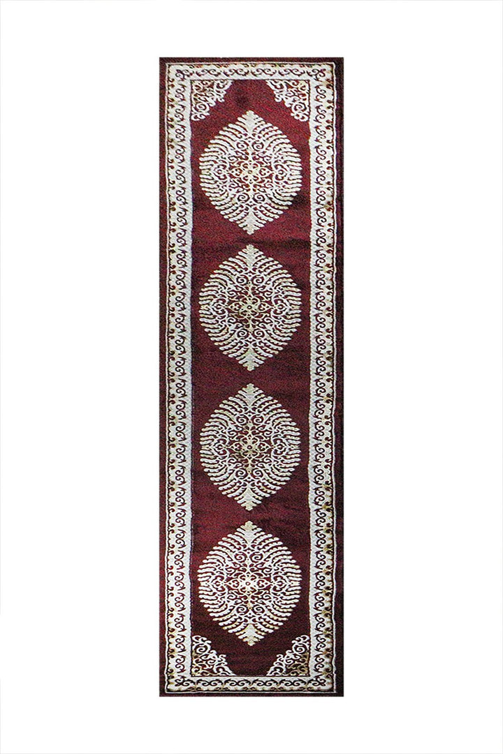 Turkish Modern Festival Wd Rug - Red and Cream - 3.2 x 16. FT - Sleek and Minimalist for Chic Interiors - V Surfaces