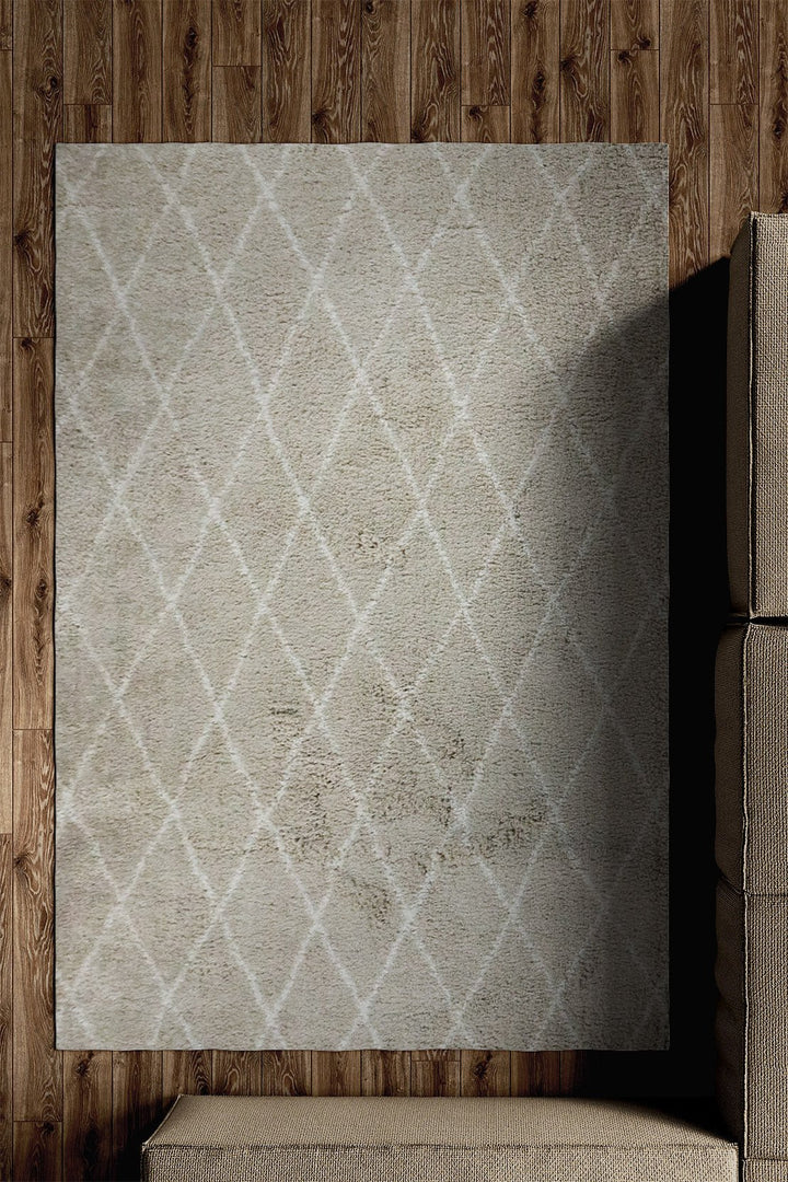 Turkish Modern Festival WD Shaggy Rug - 5.2 x 6.9 FT - Cream - Sleek and Minimalist for Chic Interiors - V Surfaces