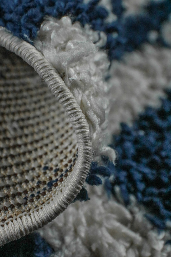 Turkish Modern Festival WD Shaggy Rug - 5.2 x 7.5 FT - Cream and Blue - Sleek and Minimalist for Chic Interiors - V Surfaces