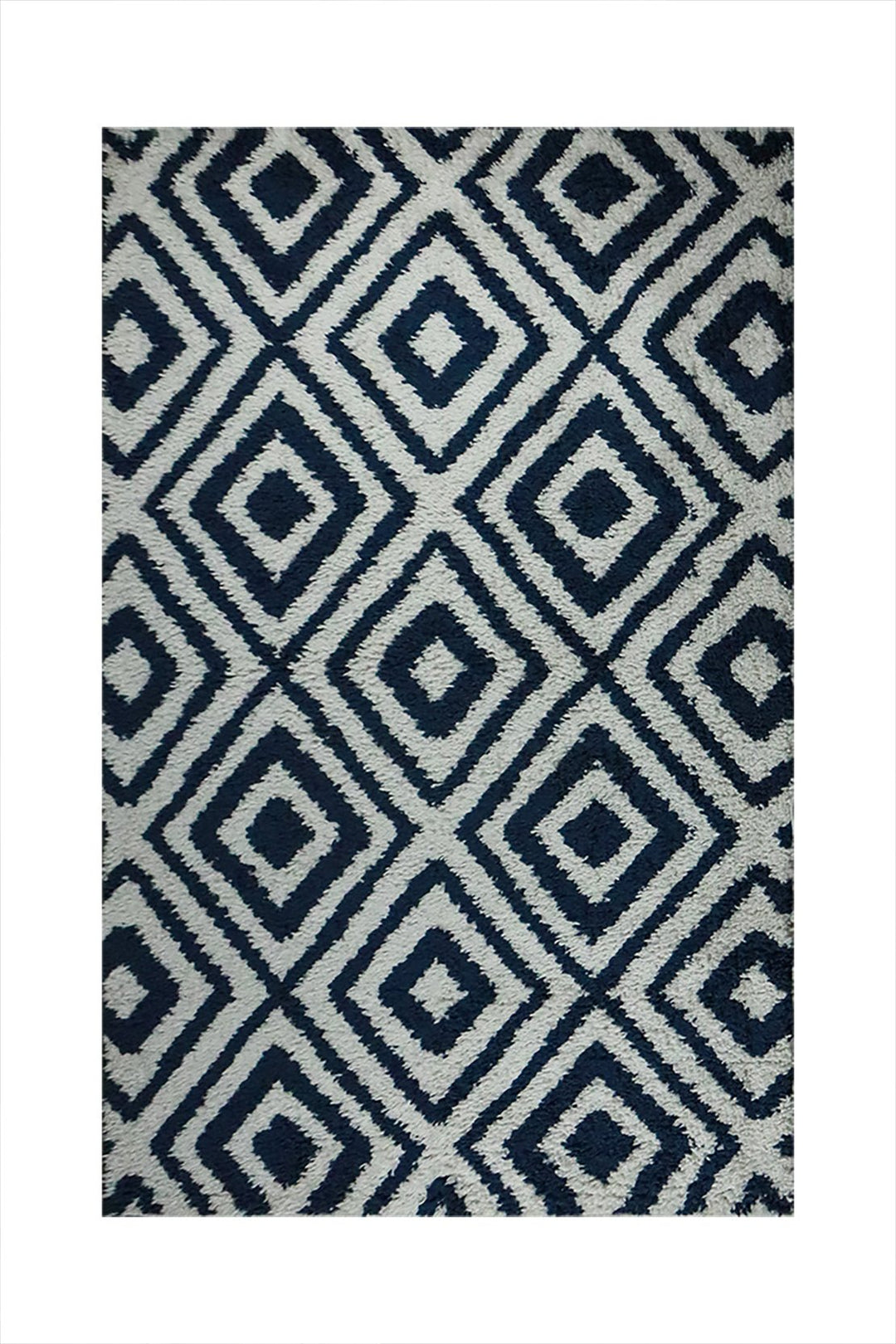 Turkish Modern Festival WD Shaggy Rug - 5.2 x 7.5 FT - Cream and Blue - Sleek and Minimalist for Chic Interiors - V Surfaces