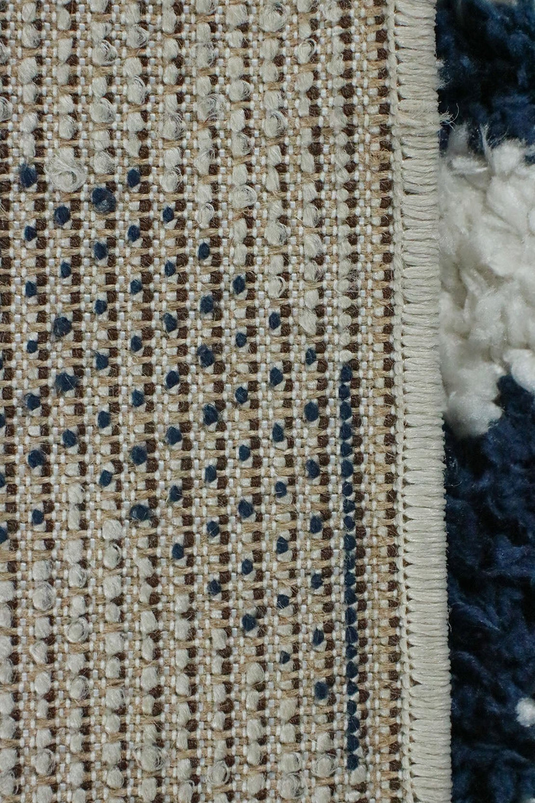 Turkish Modern Festival WD Shaggy Rug - 5.2 x 7.5 FT - Cream and Blue - Sleek and Minimalist for Chic Interiors - V Surfaces