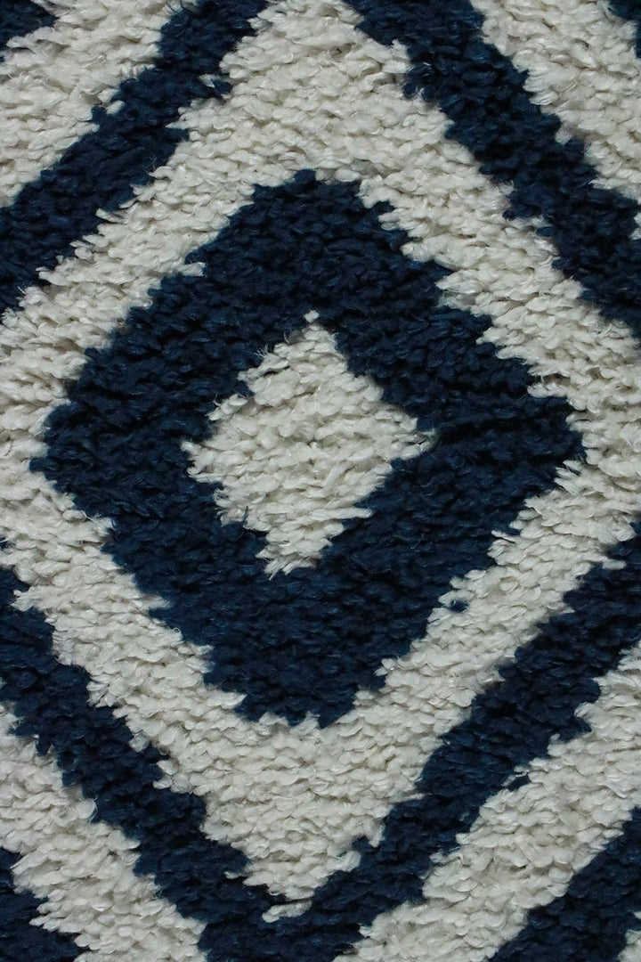 Turkish Modern Festival WD Shaggy Rug - 5.2 x 7.5 FT - Cream and Blue - Sleek and Minimalist for Chic Interiors - V Surfaces