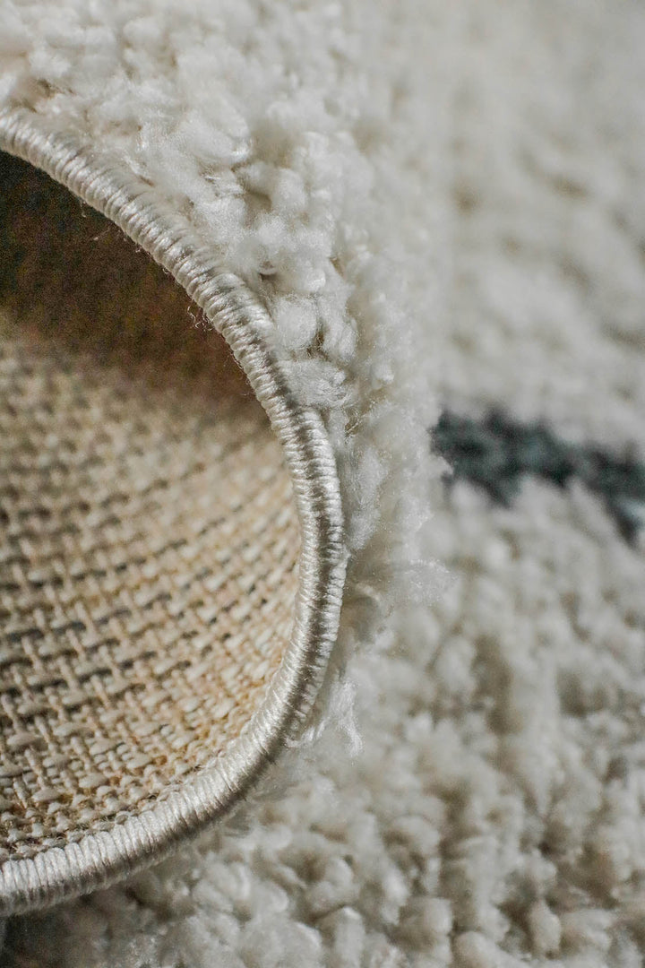 Turkish Modern Festival WD Shaggy Rug - 5.2 x 7.5 FT - Cream - Sleek and Minimalist for Chic Interiors - V Surfaces