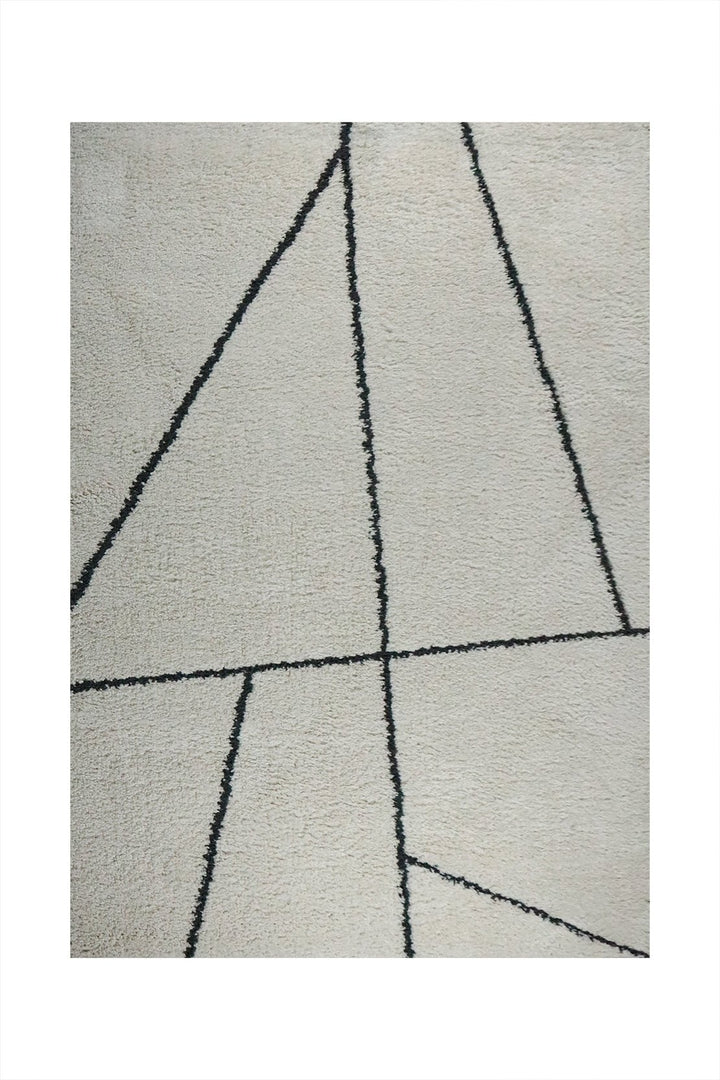 Turkish Modern Festival WD Shaggy Rug - 5.2 x 7.5 FT - Cream - Sleek and Minimalist for Chic Interiors - V Surfaces